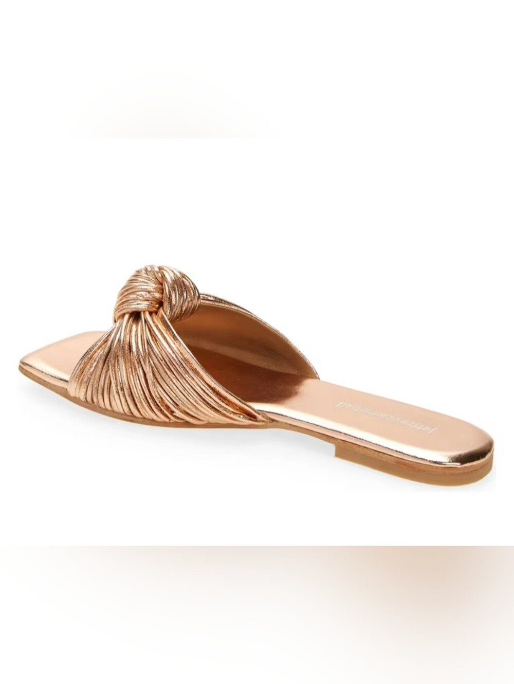 Jeffrey Campbell Knaughty-3 Rose Gold Knotted Slip-On Flat Sandal- Rose Gold Sz7